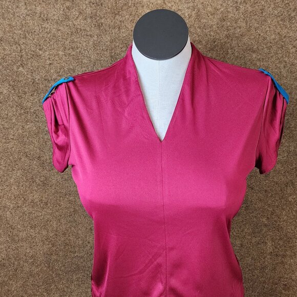 Greg Norman Play Dry Women Collarless Large Magenta Tab Sleeves Golf Athletics - Picture 2 of 9